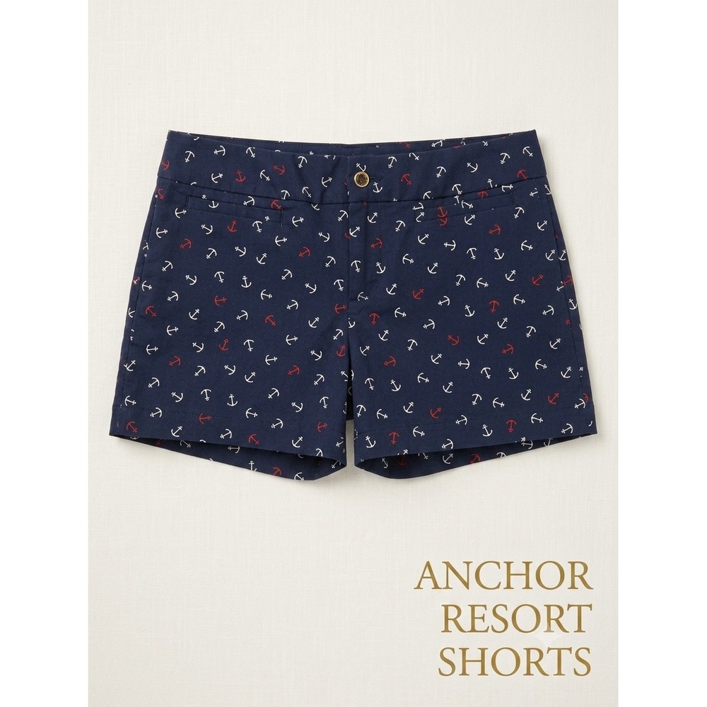 Banana Republic Womens Navy Blue Anchor Print Resort Shorts Size 6 Nautical
